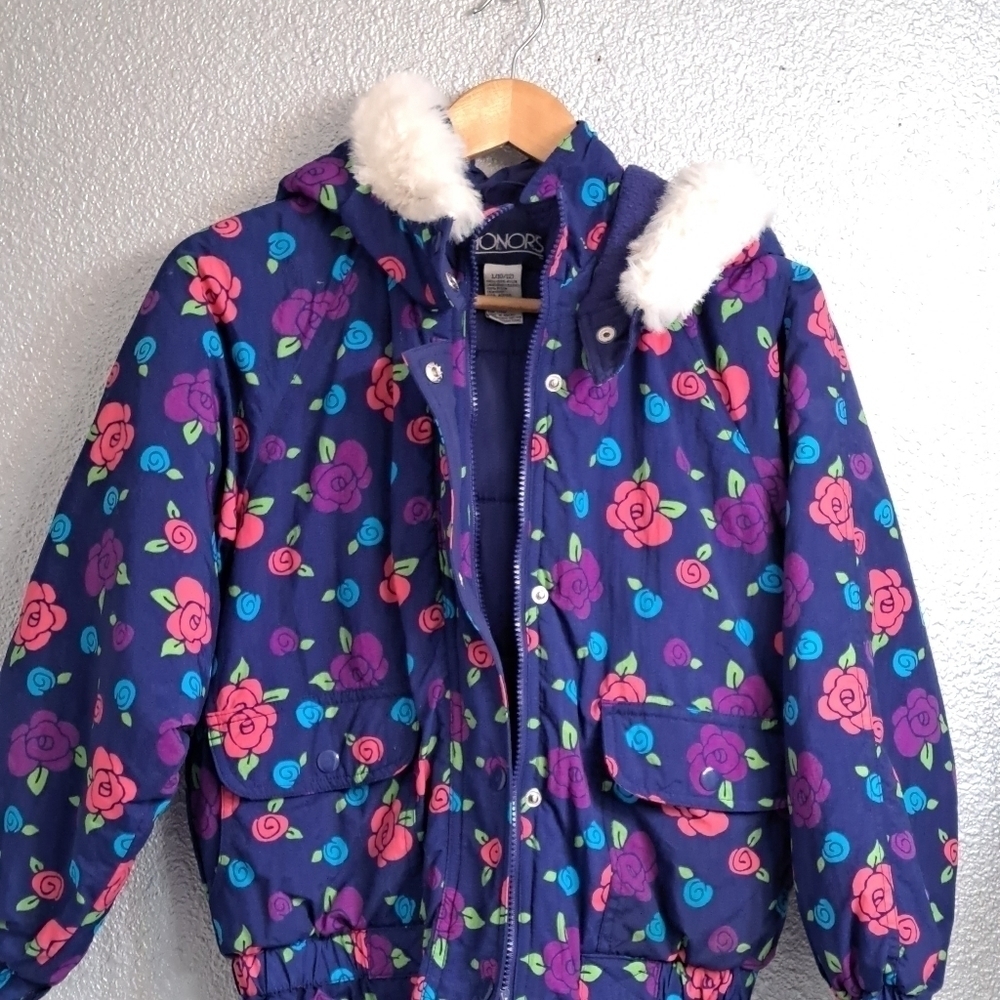 Honors Girl's Insulated Jacket With A Fur Hood. Size L (10-12)